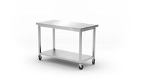 Hendi RVS werktafel 120x60 cm met onderschap en wielen