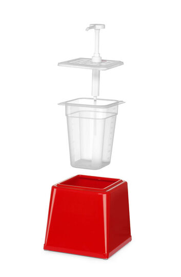 Rode sausdispenser 2,5 liter voor efficiënte sausdosering