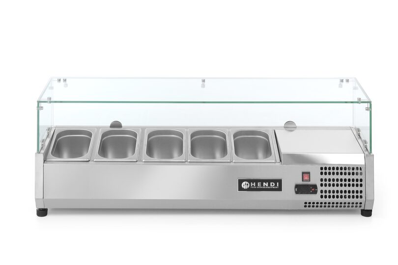 RVS opzetkoelvitrine met glazen kap voor horeca gebruik