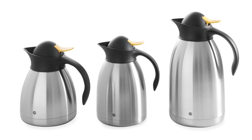 Collectie (3 maten) Hendi thermoskannen in 2 kleuren drukknop