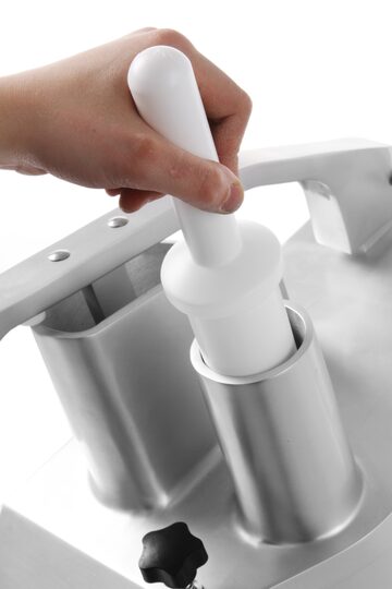 Detailopname van de Hendi groentesnijder voor horecagebruik