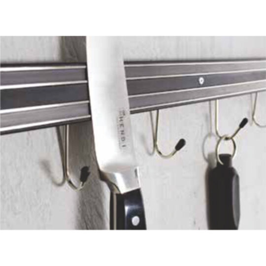 RVS messenmagneet 30 cm inclusief 3 haken voor horeca gebruik