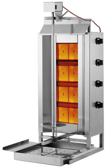 Professionele Hendi kebabgrill met 4 gasbranders