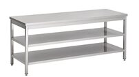 RVS werktafel met dubbel schap, afm.(bxdxh): 100x80x90 cm