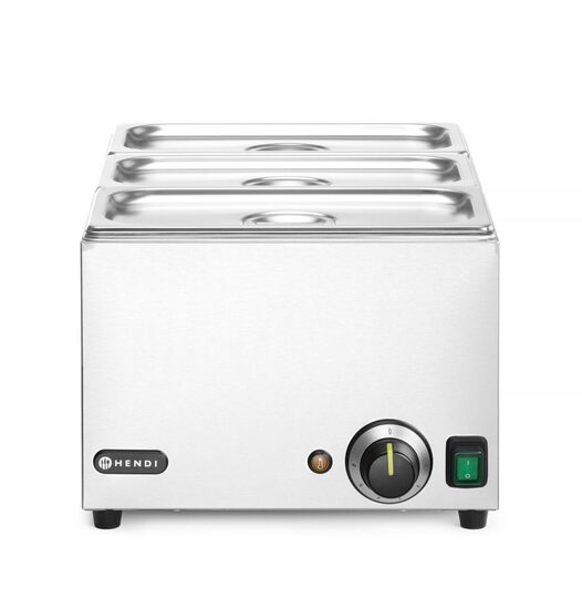 Professionele Hendi bain-marie set met 3x GN 1/3 bakken en deksels