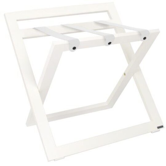 roootz compact luggagerack beechwood white with white leather straps and backstand