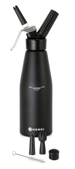 Professionele zwarte Hendi slagroomspuit voor intensief horecagebruik