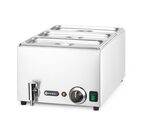 Detailopname van de handige aftapkraan op de Hendi bain-marie