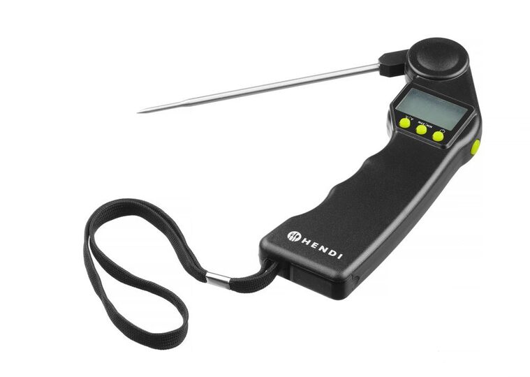 Detailopname van de inklapbare sonde van de Hendi digitale thermometer