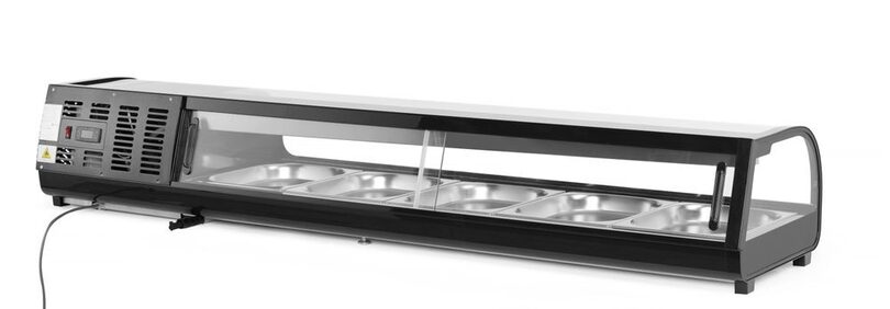 Detailopname van de Hendi Arktic sushi vitrine