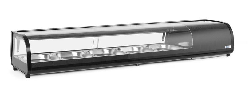 Zijaanzicht van de Hendi sushi vitrine 180cm