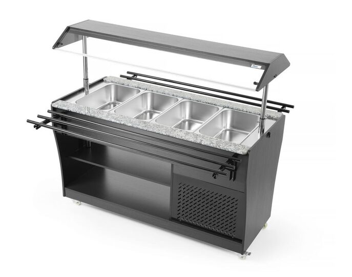 Bovenaanzicht van de Arktic saladebuffet display