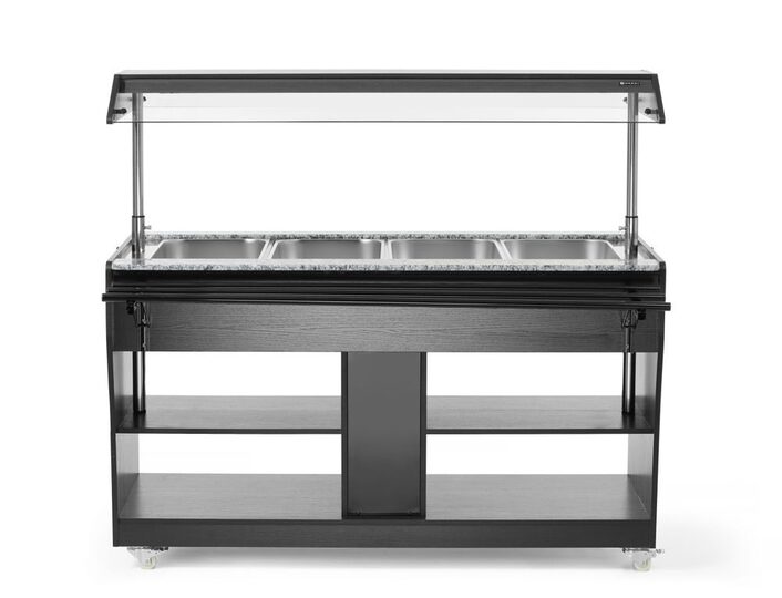Zijaanzicht van de professionele Hendi warm buffet display