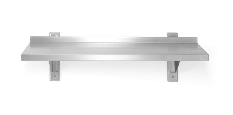 Detailopname van de Hendi RVS wandplank set voor horecaopslag
