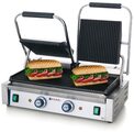 Hendi dubbele contactgrill met ribbelprofiel op zowel boven- als onderplaat