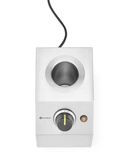 Zijaanzicht van de Hendi sauswarmer model 201718 in RVS