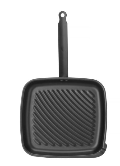 Detailopname van de ribbels in de Hendi vierkante grillpan