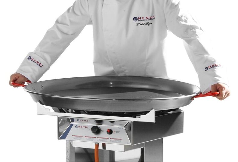 Bovenaanzicht van de Hendi 60 cm plaatstalen paellapan