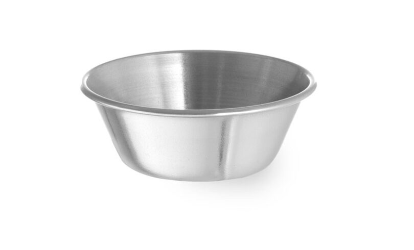 Zijaanzicht RVS ramekin met gekraalde rand