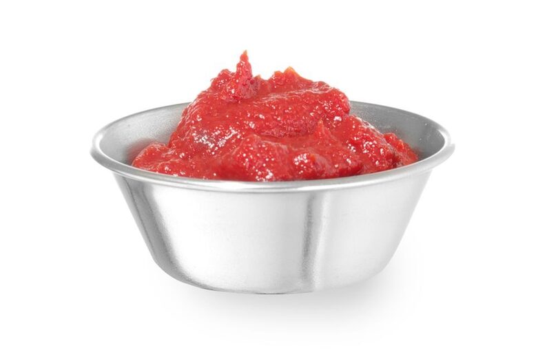 Detail van hoogglans RVS sausbakje 45 ml