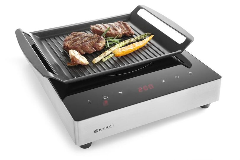 Zijaanzicht van de professionele Hendi grillplaat