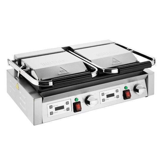 Buffalo dubbele contactgrill met vlakke platen voor professionele horeca