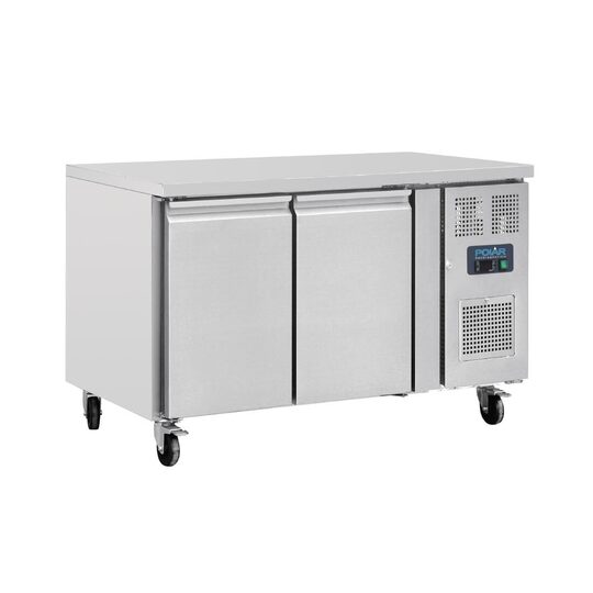 Polar koelwerkbank 2-deurs 70cm diep zijaanzicht