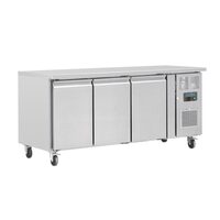 Polar 3-deurs koelwerkbank 70cm diep zijaanzicht