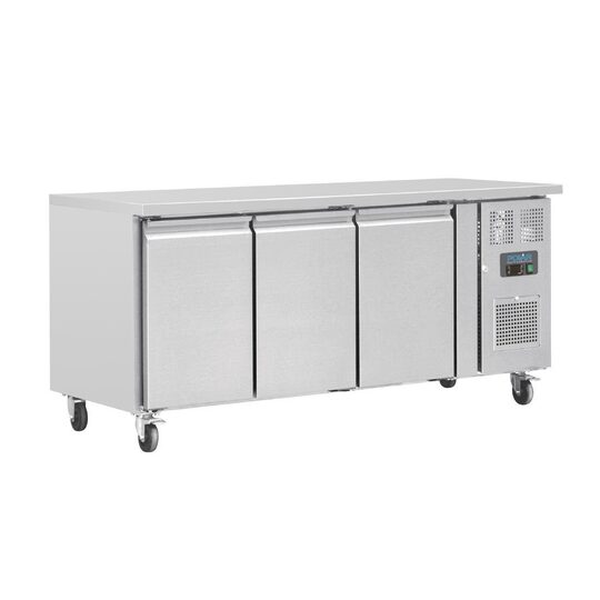 Polar 3-deurs koelwerkbank 70cm diep zijaanzicht