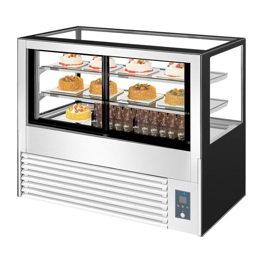 Achterzijde van de Polar gebakskoelvitrine met RVS afwerking