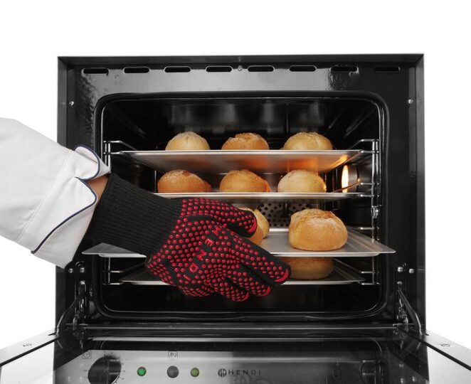 Detailopname van de professionele Hendi ovenhandschoen