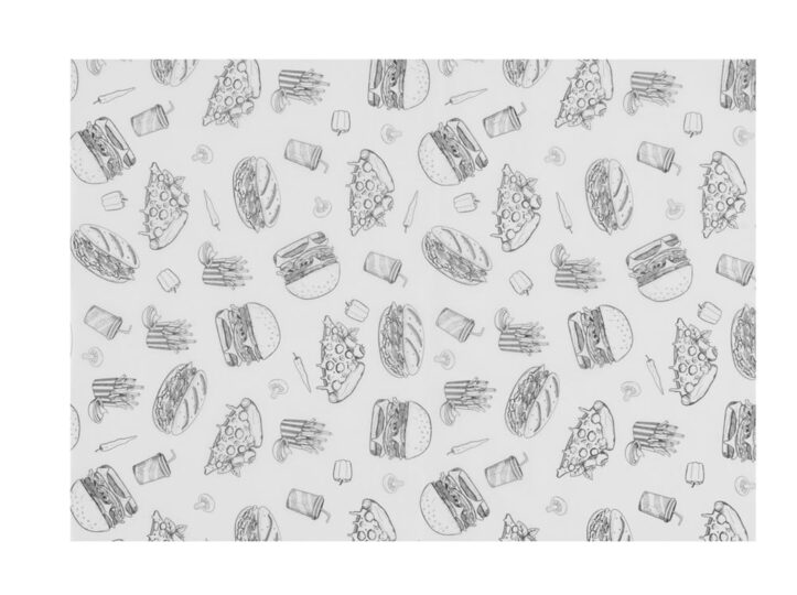 Vetbestendig papier met fast-food patroon voor horeca presentatie