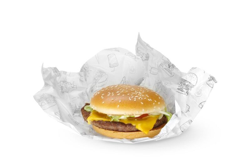 Stijlvol fast-food patroon papier voor professionele presentatie