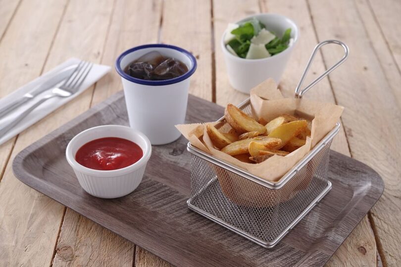 RVS miniatuur frituurmandje van Hendi voor de horeca