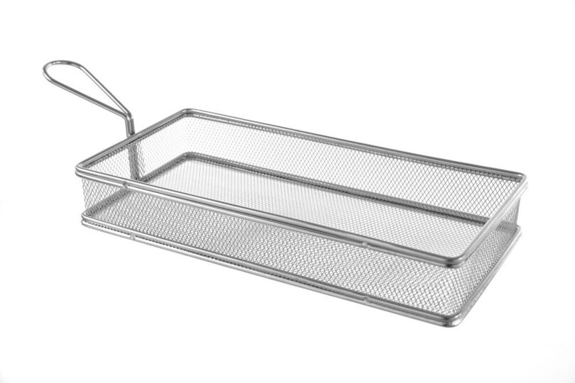 Professioneel RVS frituurmandje voor horeca tafelpresentatie