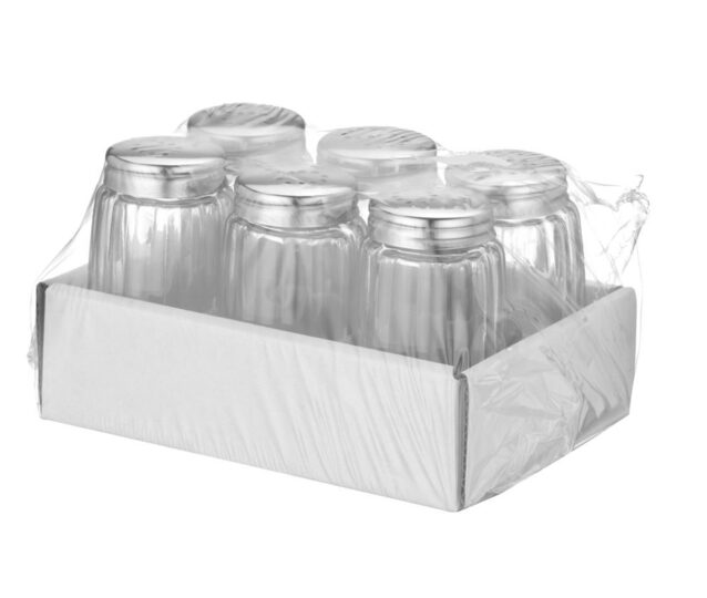 Klassieke glazen zoutstrooier voor horeca tafels