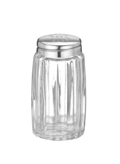 Detail van de Hendi glazen zoutstrooier met strooidop