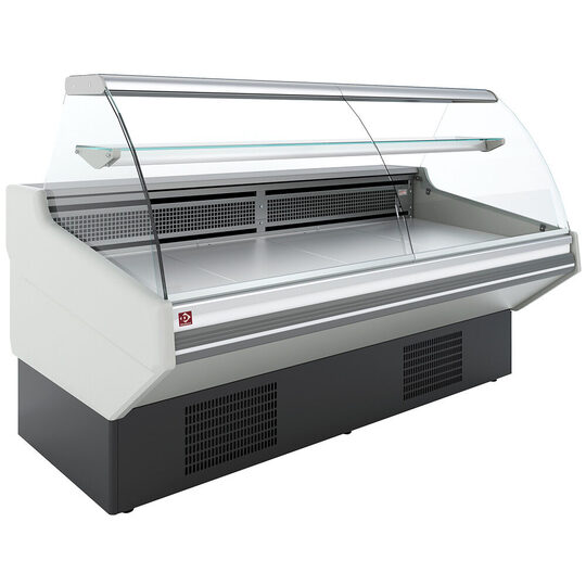 Diamond statische vitrinetoonbank met gebogen glas en opslag