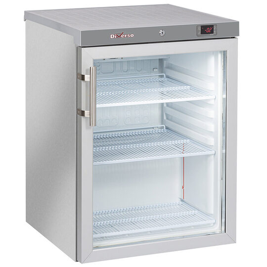 Professionele Hendi koelkast 200 liter met glazen deur en RVS afwerking
