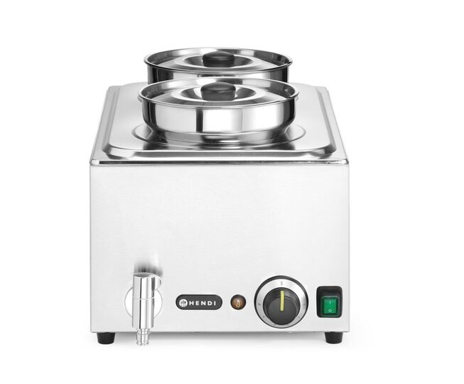 Hendi bain-marie met twee ronde 4 liter bakken en deksels