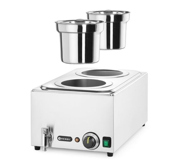 Overzicht van de Hendi bain-marie met twee ronde bakken