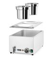 Detailopname van de Hendi bain-marie met ronde bakken