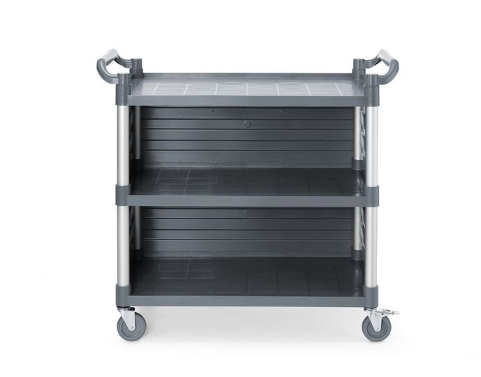 Hendi serveerwagen met 3 bladen en zijpanelen voor de horeca