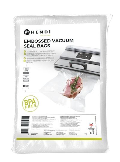 Hendi vacuümzakken met reliëf 200x300mm 100 stuks voor professioneel gebruik