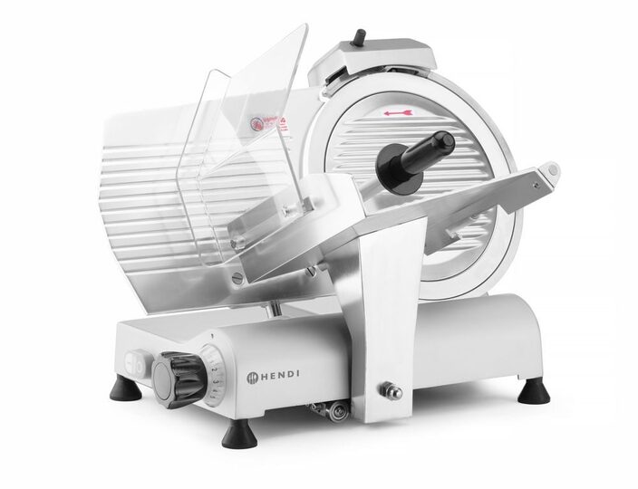 Zijaanzicht van de Hendi Kitchen Line snijmachine 300mm