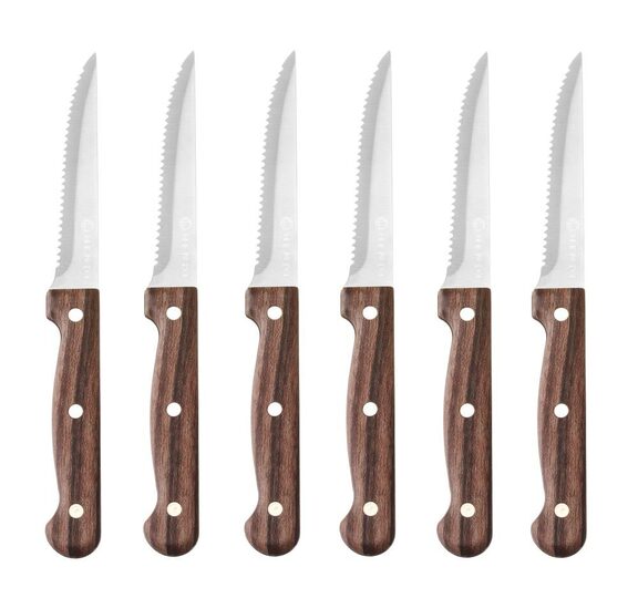 Set van 6 Hendi steakmessen 21 cm met bruin heft