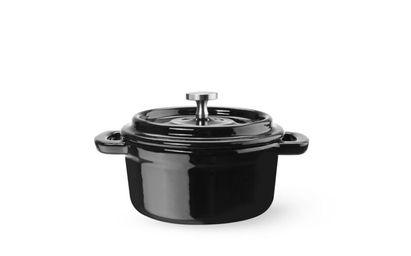 Mini gietijzeren braadpan van Hendi in het zwart