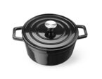 Hendi geëmailleerde braadpan met deksel 3,7 liter zwart
