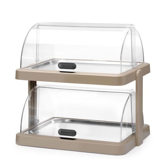 Hendi koeldisplay met dubbele rolltop in beige uitvoering