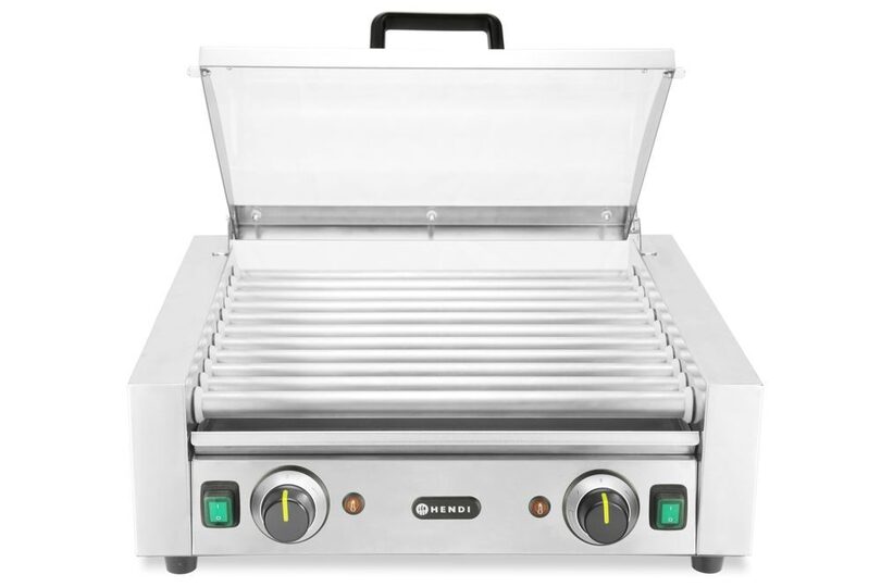 Professionele Hendi worstrolgrill met twee zones en energiebesparend deksel
